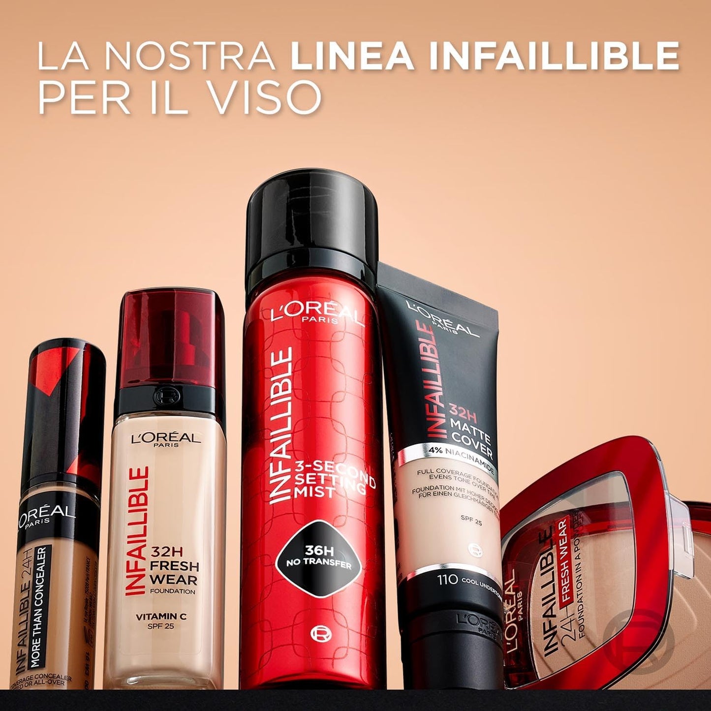 L'Oréal Paris Fondotinta Liquido Infaillible 32H, Coprente a Lunga Tenuta Con Protezione Solare SPF25, Formula Waterproof E Idratante, Tonalità: 235 Cool Rosé