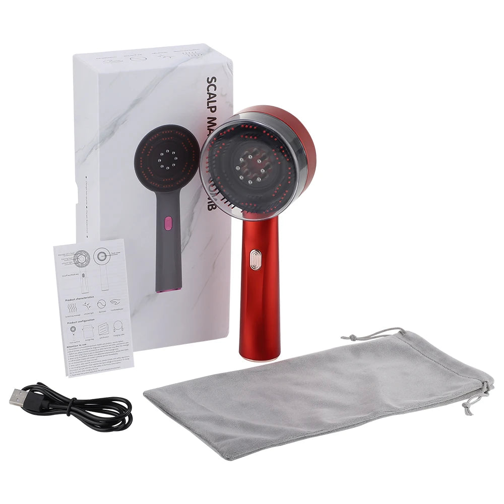 Electric Massage Comb Vibration Red Light Therapy Hair Growth Massage Scalp Brush anti Hair Loss Liquid Oil Applicator Hair Care